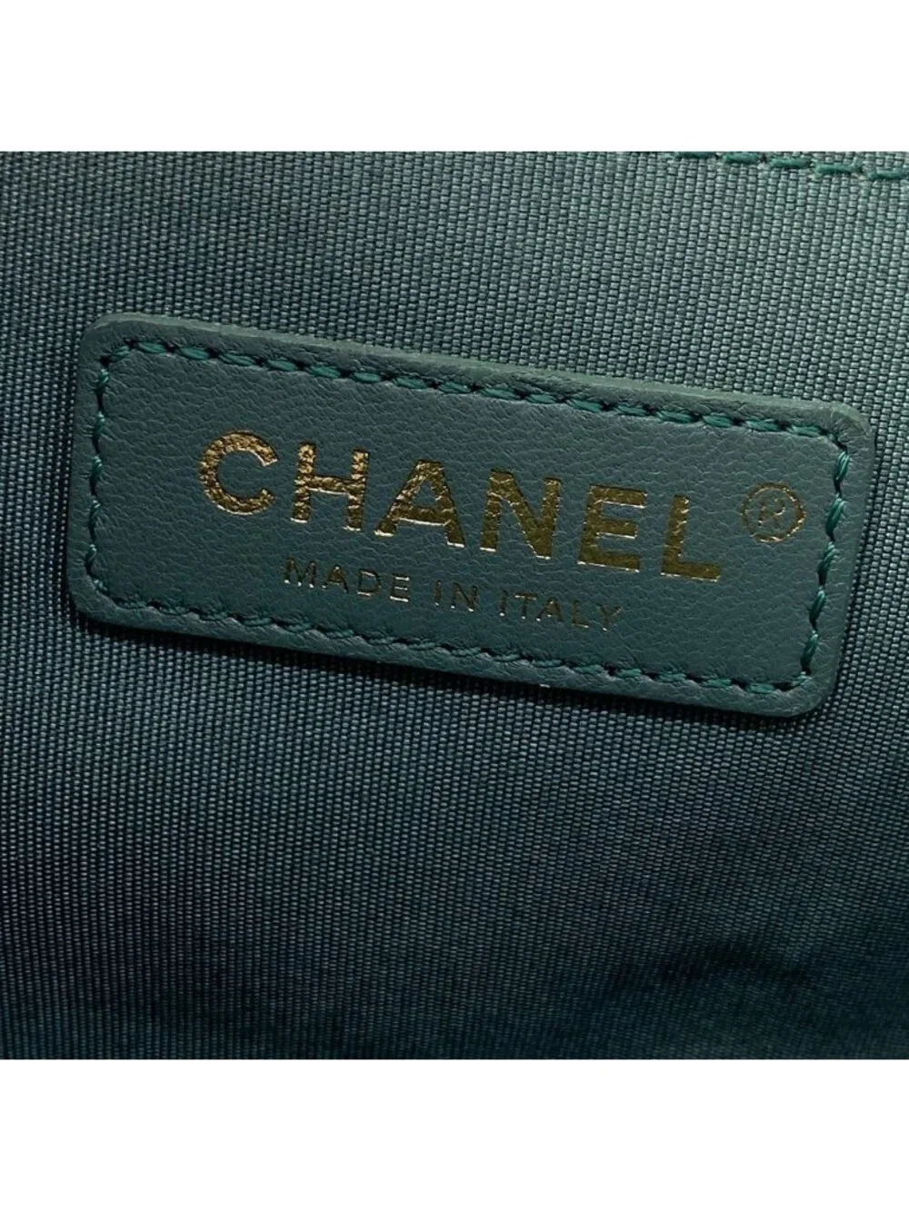 Chanel Shoulder Bag Boy Quilted Dark Green Vintage Gold Chain Leather